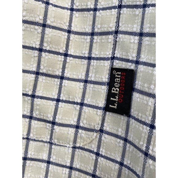 LL Bean Outdoors Textured Long Sleeve Shirt Camping Men’s L Reg Khaki Check - Picture 8 of 16